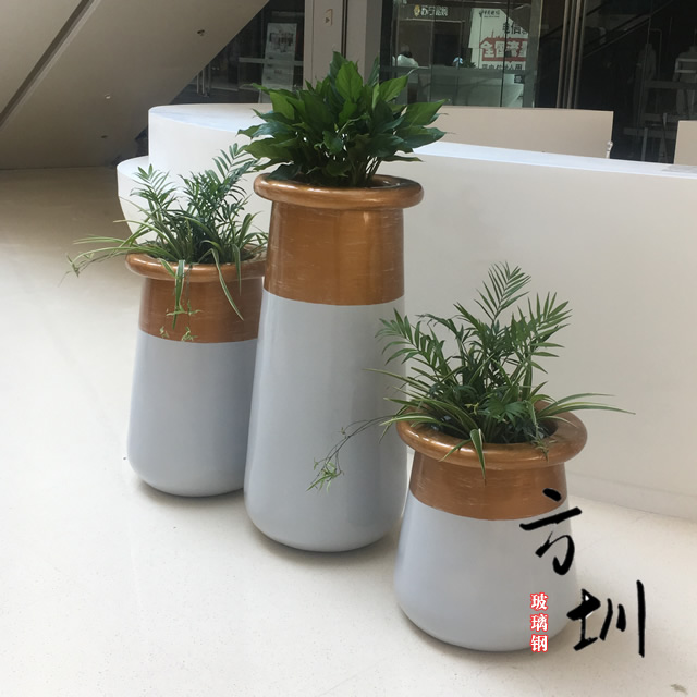 室内商场欧式玻璃钢花盆组合